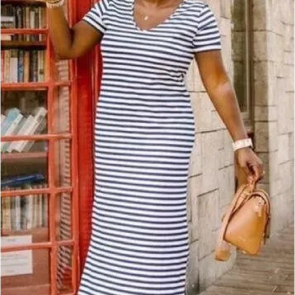 Dudley Stephens Sanktay Striped Navy and White Maxi Dress